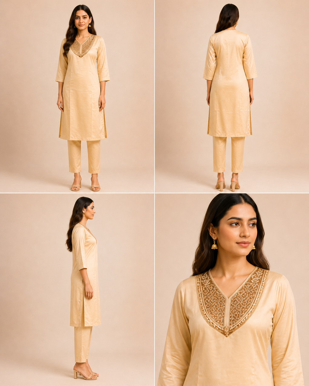 Embroidered Silk Blend Kurta Pant Co-ord Set