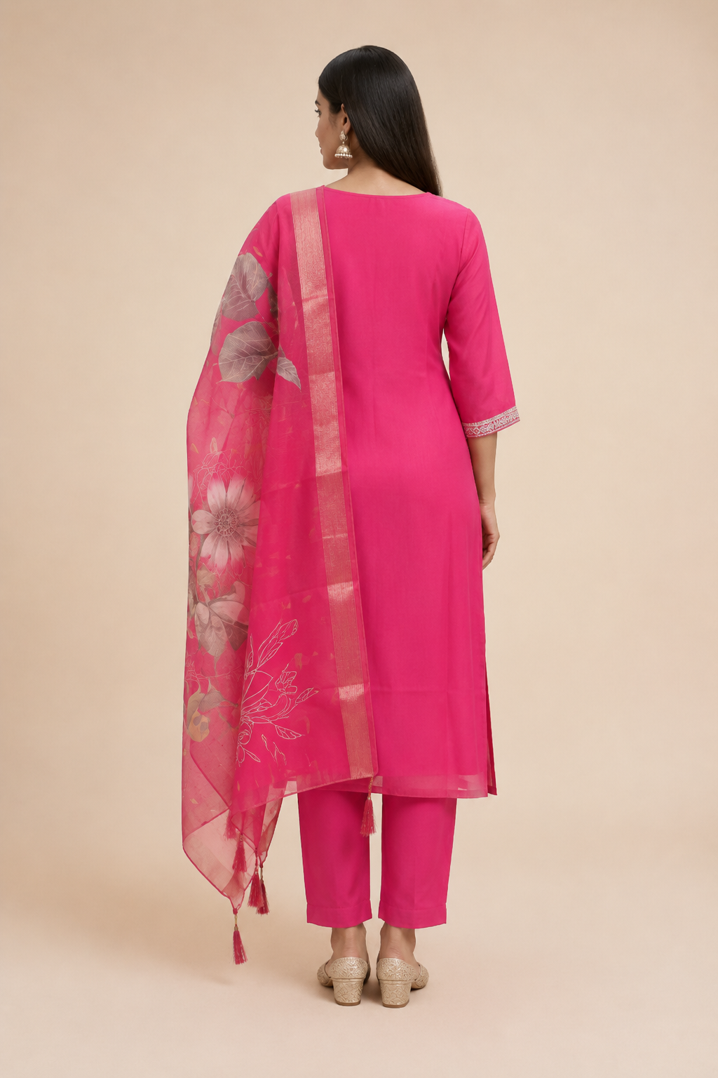 Cording Embroidered Roman Silk 3-Piece Kurta Set