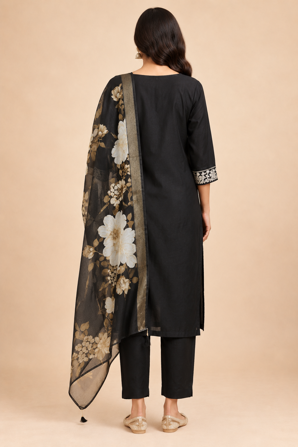 Cording Embroidered Roman Silk 3-Piece Kurta Set