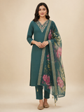 Cording Embroidered Roman Silk 3-Piece Kurta Set