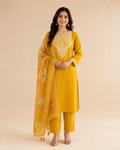 Roman Silk Embroidered Suit Set with Organza Dupatta