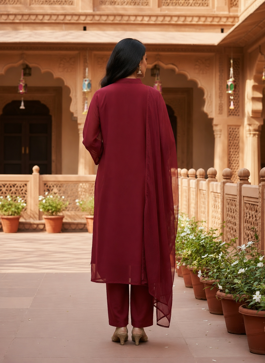 Embroidered Rayon Slub 3-Piece Ethnic Kurta Set