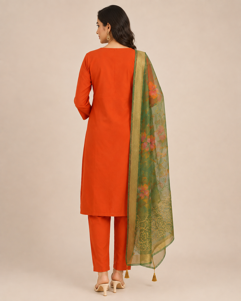 Wine Cording Embroidered Roman Silk Women's 3-Piece Suit Set