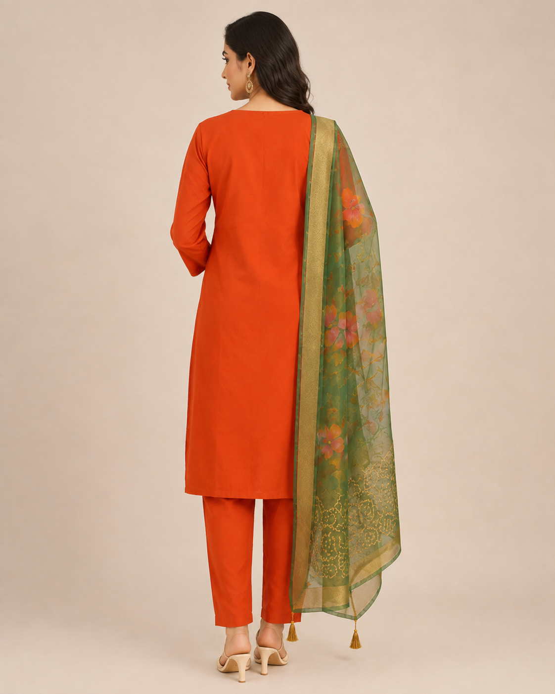 Wine Cording Embroidered Roman Silk Women's 3-Piece Suit Set