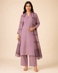 Rayon Slub 3-Piece Kurta Set with Printed Dupatta [Mauve Rose]