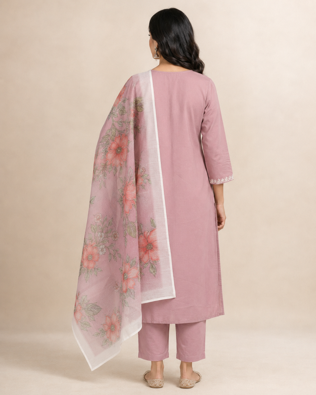 Embroidered Rayon Slub 3-Piece Kurta Set with Chanderi Dupatta
