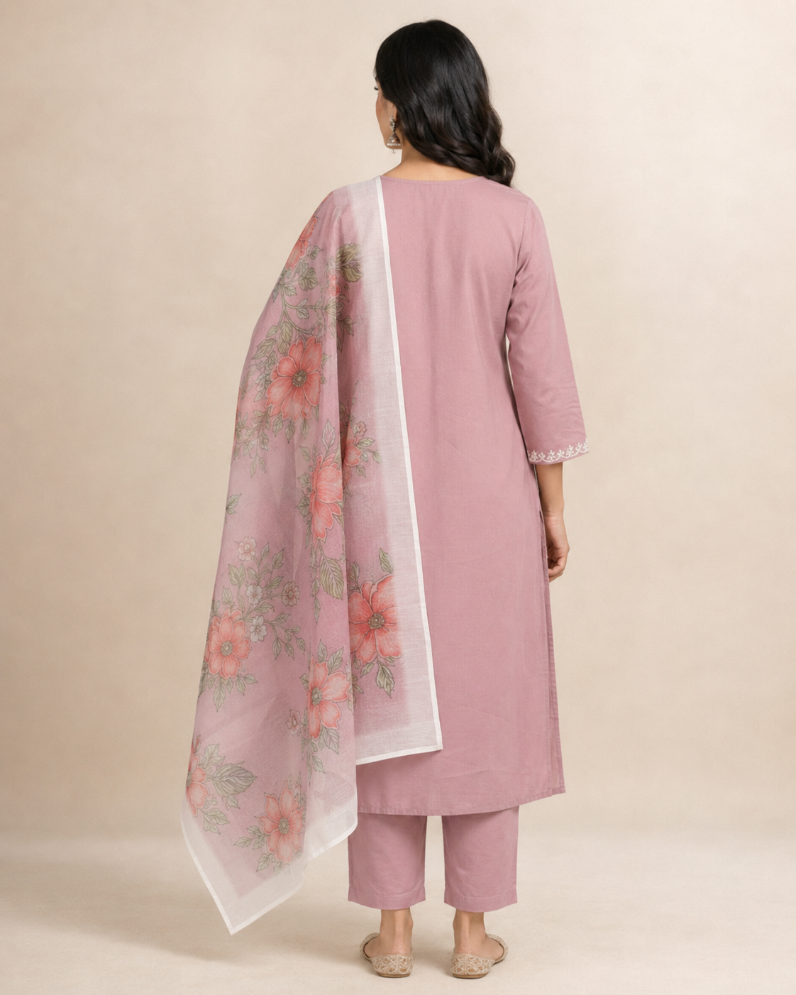 Embroidered Rayon Slub 3-Piece Kurta Set with Chanderi Dupatta