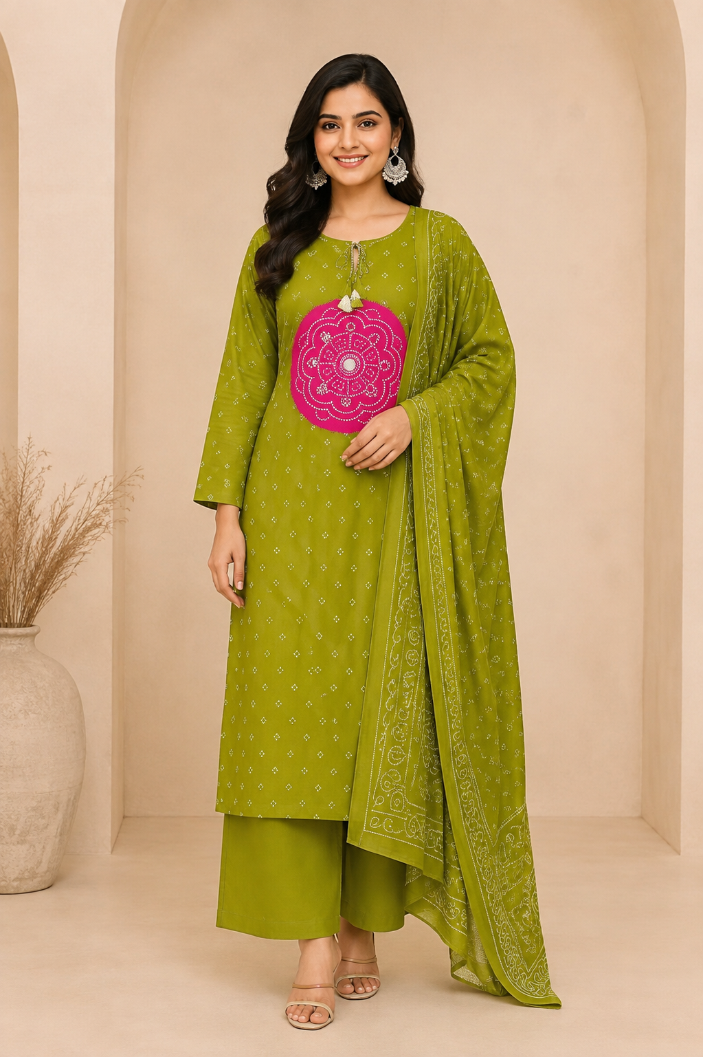 Printed Women’s Kurta Set – Floral 3-Piece Set