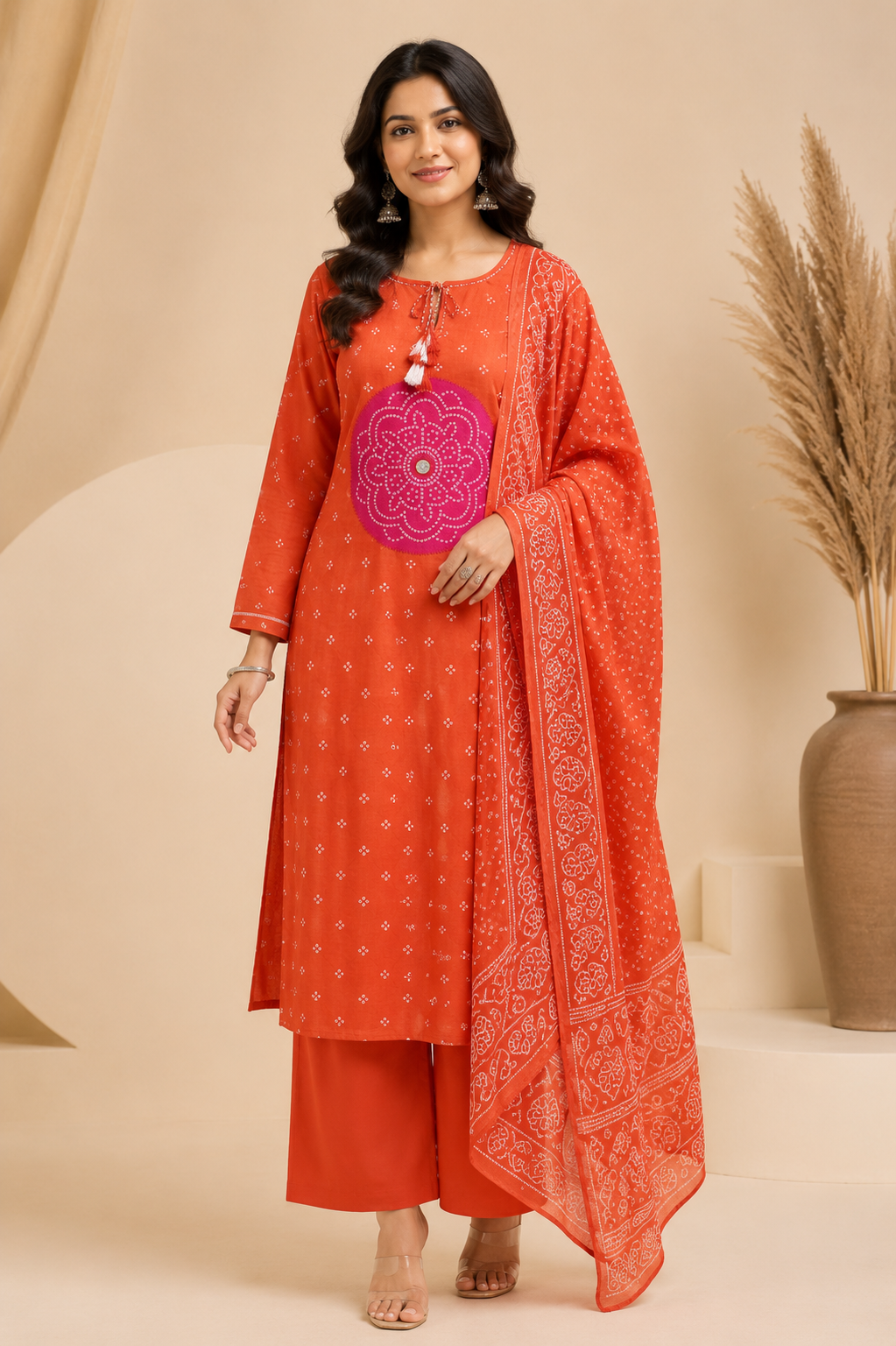 Printed Women’s Kurta Set – Floral 3-Piece Set