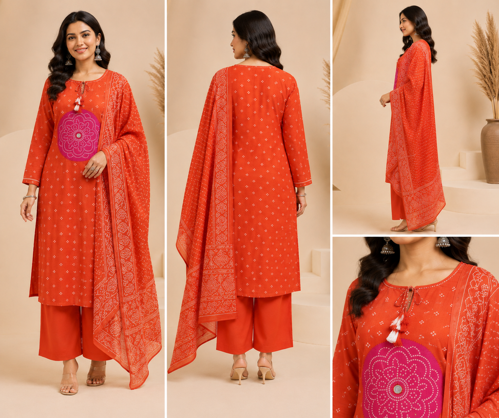 Printed Women’s Kurta Set – Floral 3-Piece Set