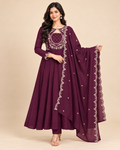 Noor Embroidered Anarkali Suit Set with Dupatta-PRMP-SE-J-37 [Plum]