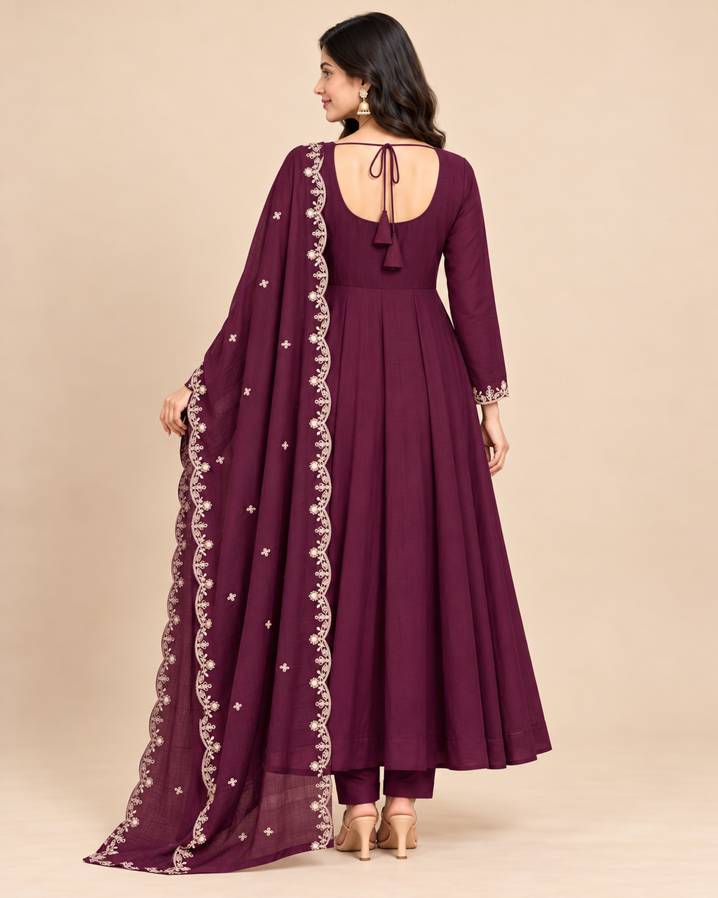 Noor Embroidered Anarkali Suit Set with Dupatta-PRMP-SE-J-37 [Plum]