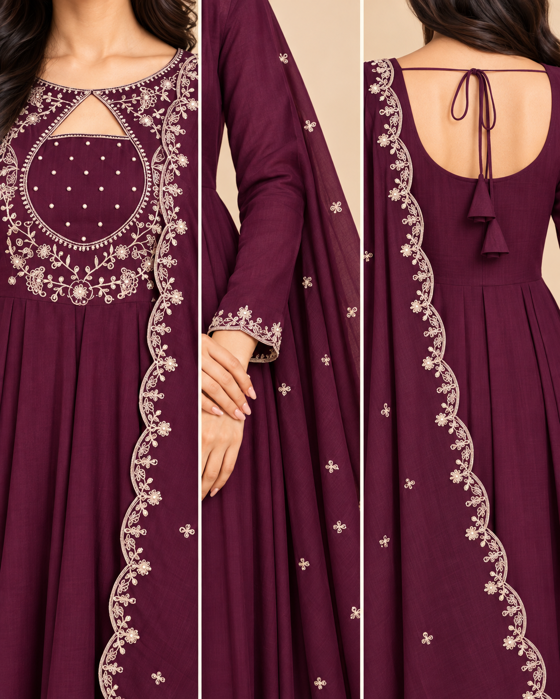 Noor Embroidered Anarkali Suit Set with Dupatta-PRMP-SE-J-37 [Plum]