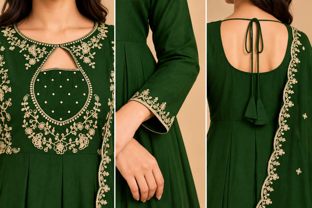 Noor Embroidered Anarkali Suit Set with Dupatta-PRMP-SE-J-37 [emerald green]