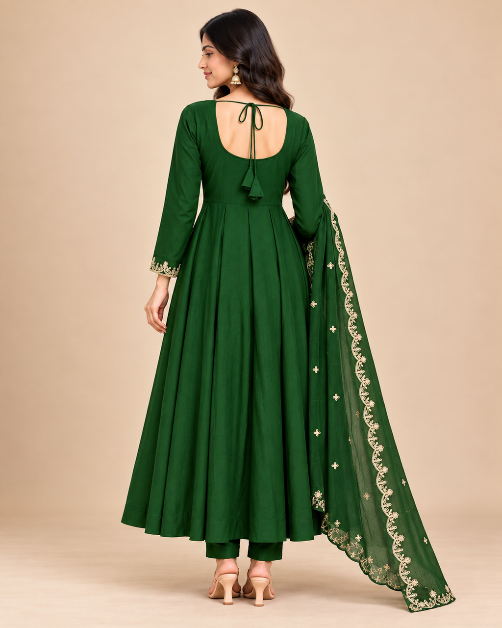 Noor Embroidered Anarkali Suit Set with Dupatta-PRMP-SE-J-37 [emerald green]