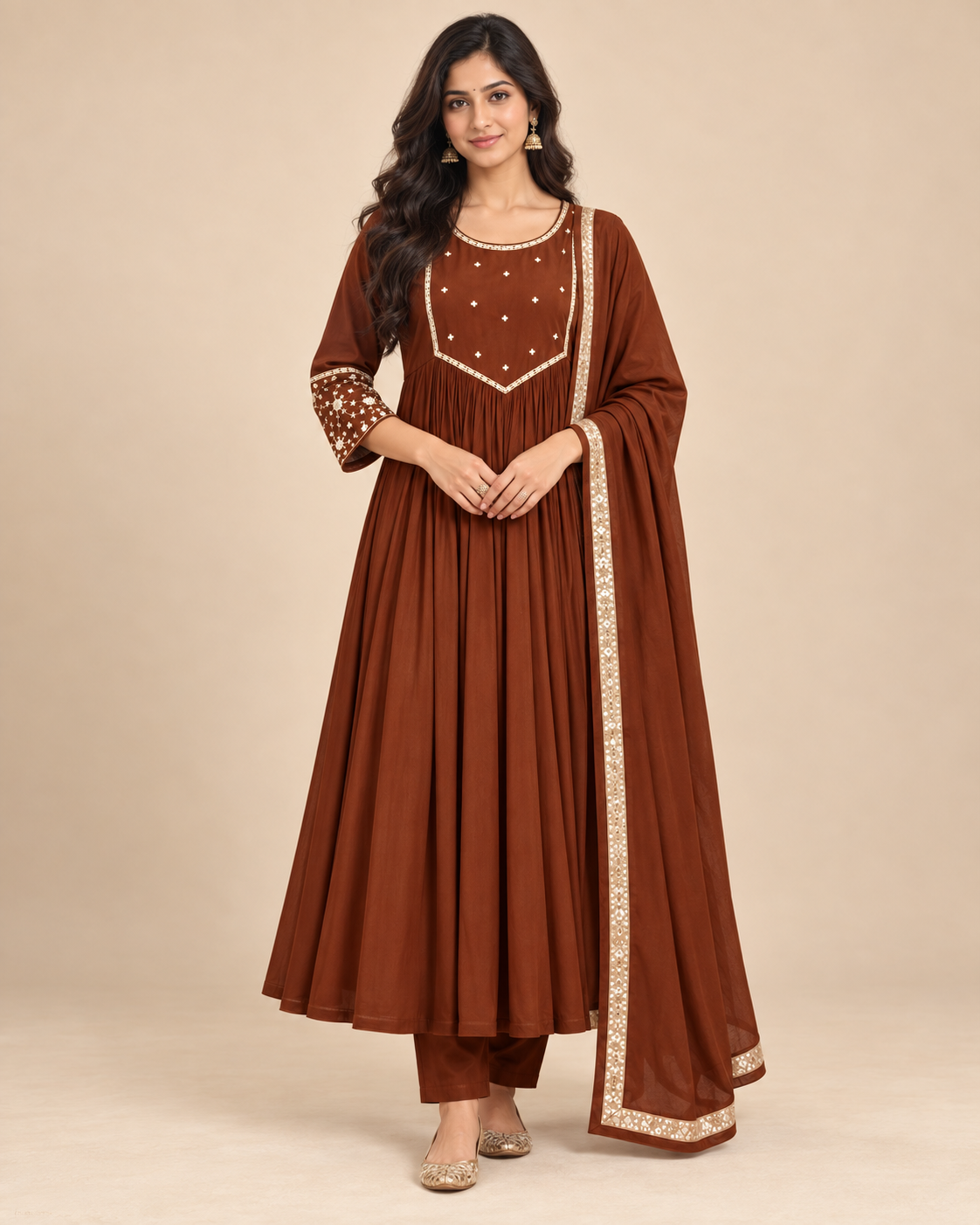 Premium Mul Chanderi 3-Piece Kurta Pant Set with Handwork & Lace Dupatta-PRMP-SE-J-35