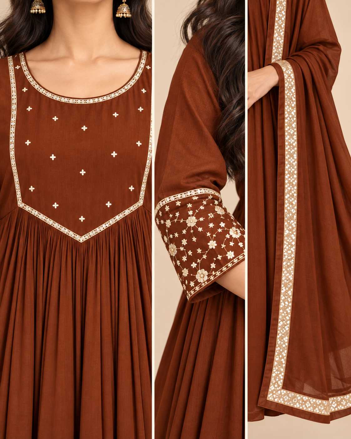 Premium Mul Chanderi 3-Piece Kurta Pant Set with Handwork & Lace Dupatta-PRMP-SE-J-35