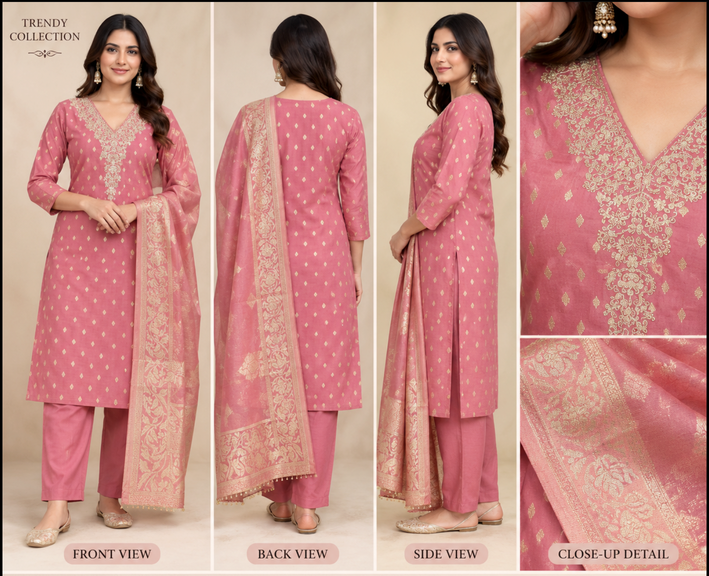 Women’s Banarasi Simar Silk Handwork 3-Piece Suit Set