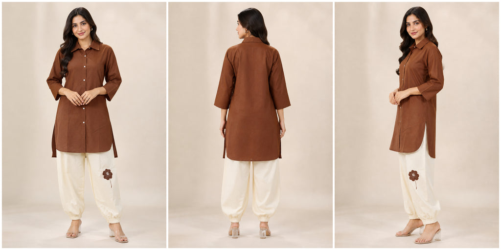 Pure Cotton Women’s Co-ord Set – Shirt & Pants