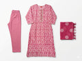 Pink Floral Printed Cotton Kurta Set with Dupatta