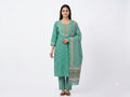Turquoise Printed Cotton Kurta Set with Dupatta